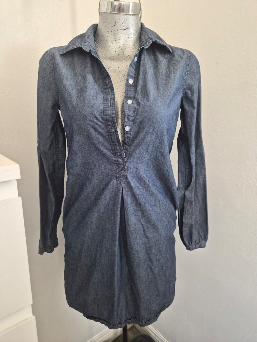 Blue Denim Long Sleeve Shirt Dress